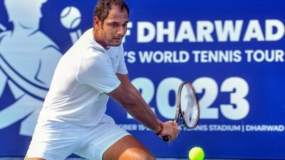 India's Ramkumar Ramanathan in action. (PTI) India's Ramkumar Ramanathan in action. (PTI)