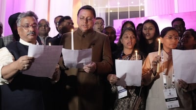 On the third day of the conference, the Chief Minister met with senior scientists and experts from India and abroad. (X/@pushkardhami) On the third day of the conference, the Chief Minister met with senior scientists and experts from India and abroad. (X/@pushkardhami)