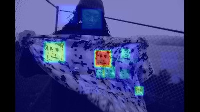 The HyperFace print by Adam Harvey for Hyphen-Labs aims to confuse algorithms with a host of fake faces visible only to computer vision. (Hyphen-Labs and Adam Harvey / hyphen-labs.com. 2017) The HyperFace print by Adam Harvey for Hyphen-Labs aims to confuse algorithms with a host of fake faces visible only to computer vision. (Hyphen-Labs and Adam Harvey / hyphen-labs.com. 2017)