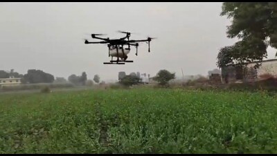 The ongoing efforts have already seen success, with 150 women farmers having received specialised technical education on harnessing drone technology for sprinkling nano urea. (HT Photo) The ongoing efforts have already seen success, with 150 women farmers having received specialised technical education on harnessing drone technology for sprinkling nano urea. (HT Photo)