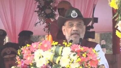Union home minister Amit Shah at BSF’s 59th Raising Day in Jharkhand on Friday. (ANI) Union home minister Amit Shah at BSF’s 59th Raising Day in Jharkhand on Friday. (ANI)