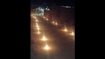 Villages were adorned with earthen lamps. (HT Photo) Villages were adorned with earthen lamps. (HT Photo)