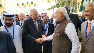 In the midst of COP-28 proceedings, PM Modi caught up with Sri Lankan President Ranil Wickremesinghe. (X/Narendra Modi) In the midst of COP-28 proceedings, PM Modi caught up with Sri Lankan President Ranil Wickremesinghe. (X/Narendra Modi)