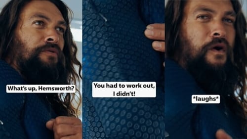 Jason posted a brief clip wearing his Aquaman outfit. Jason posted a brief clip wearing his Aquaman outfit.