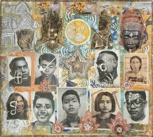 Contemporary Cambodian artist Leang Seckon's mixed media on paper artwork titled We Are All The Same, is displayed as part of this ongoing exhibition. Contemporary Cambodian artist Leang Seckon's mixed media on paper artwork titled We Are All The Same, is displayed as part of this ongoing exhibition.