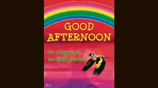 One of the messages posted on the Instagram page, and included in the book. ‘So many of these are... a complete mishmash of aesthetics. But they were meant to infiltrate the same WhatsApp family groups and present a different argument in a language the recipients were familiar with,’ says curator and publisher of the book Kaamna Patel. (Image courtesy Editions Jojo)