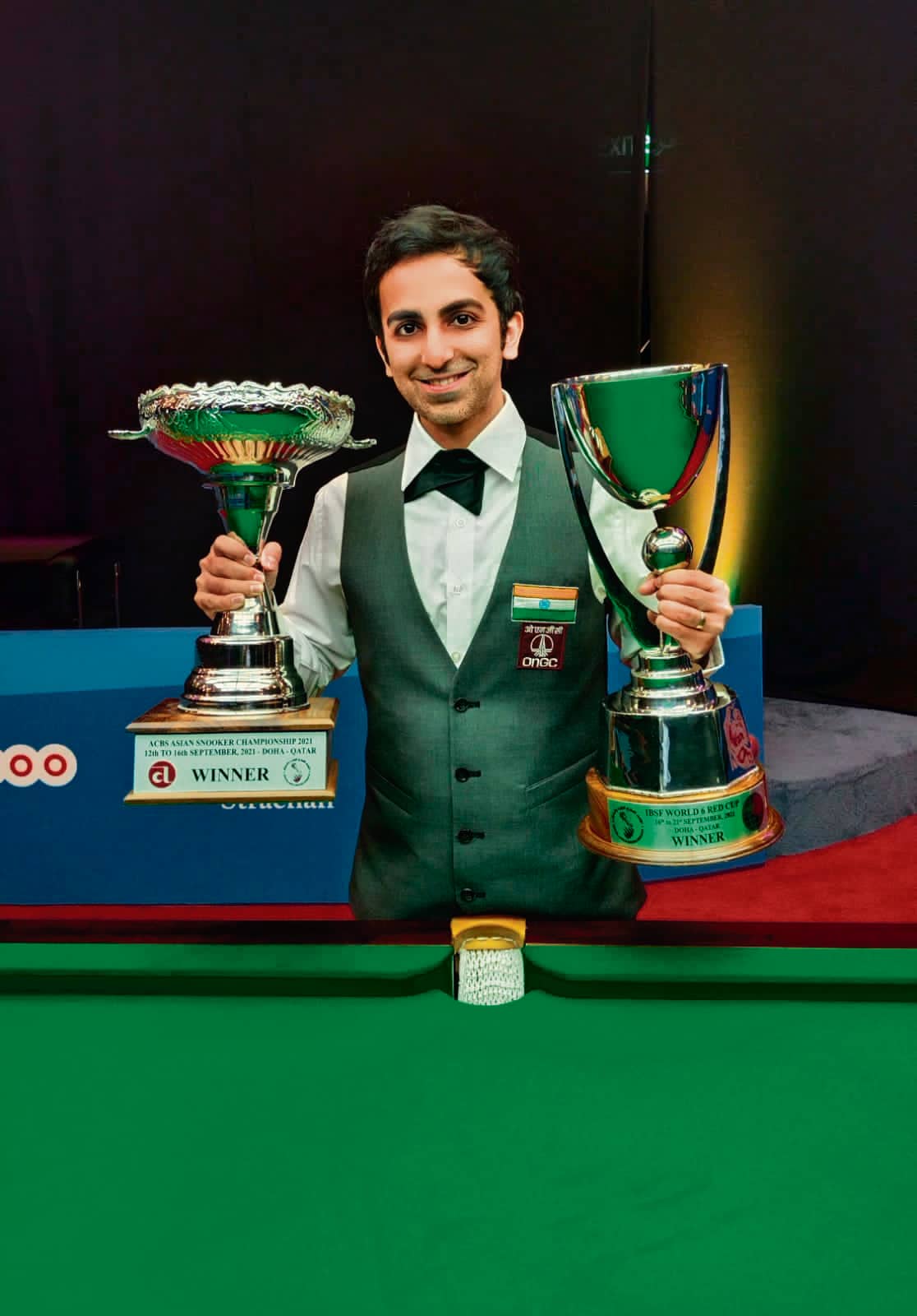 Advani with the Asian and world snooker trophies from 2021. He had a double win this year too, claiming world billiards titles in two formats. Advani with the Asian and world snooker trophies from 2021. He had a double win this year too, claiming world billiards titles in two formats.