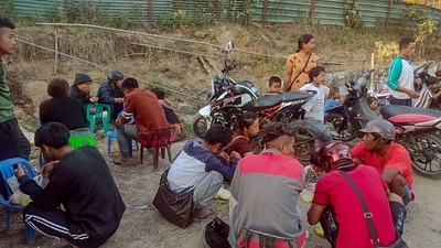 Champhai, Nov 14 (ANI): Refugees at a camp after entering from Myanmar into Mizoram's Champhai following clashes between armed resistance forces and the military junta, in Champhai on Tuesday. (ANI Photo) (ANI Pic Service) Champhai, Nov 14 (ANI): Refugees at a camp after entering from Myanmar into Mizoram's Champhai following clashes between armed resistance forces and the military junta, in Champhai on Tuesday. (ANI Photo) (ANI Pic Service)
