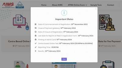 ATMA 2024: Registration fee is ₹2000; apply online at atmaaims.com ATMA 2024: Registration fee is ₹2000; apply online at atmaaims.com
