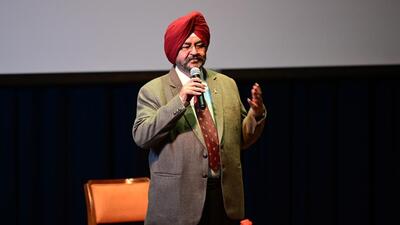 Air Marshal BS Dhanoa (retd) during the “Lessons in Leadership” a session at Mahatma Gandhi State Institiute of Public Administration, Sector 26, Chandigarh. (Ravi Kumar/HT)