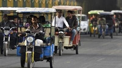 E-rickshaws have been operating in Delhi for over a decade and are a crucial mode of transport for last-mile connectivity. (HT PHOTO)