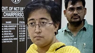 Education minister Atishi conducted a surprise inspection at a school under the Municipal Corporation of Delhi in Munirka village on Saturday. (PTI) Education minister Atishi conducted a surprise inspection at a school under the Municipal Corporation of Delhi in Munirka village on Saturday. (PTI)