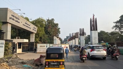 The 5,000th segment of Pune Metro Line 3, connecting the IT hub of Hinjewadi to Shivajinagar, was cast on Saturday. (HT PHOTO)