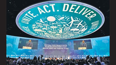United Nations climate chief Simon Stiell speaks during a session at the COP28 Summit in Dubai on Saturday. (AP) United Nations climate chief Simon Stiell speaks during a session at the COP28 Summit in Dubai on Saturday. (AP)