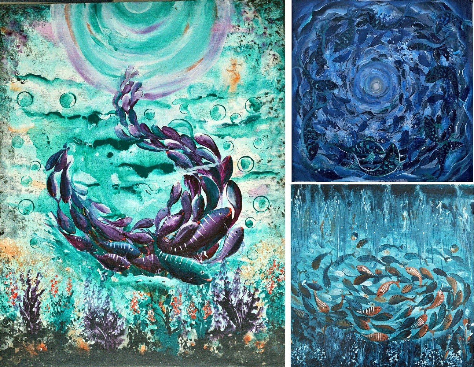 Some of Kiran Bhardwaj’s exquisite fish paintings. Some of Kiran Bhardwaj’s exquisite fish paintings.