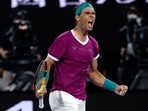 Rafael Nadal of Spain reacts after winning the third set against Daniil Medvedev of Russia during the men's singles final at the Australian Open 2022 Rafael Nadal of Spain reacts after winning the third set against Daniil Medvedev of Russia during the men's singles final at the Australian Open 2022