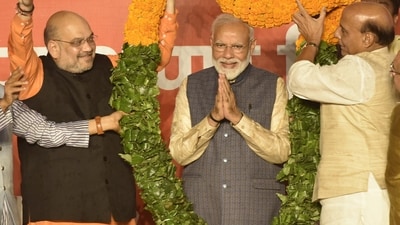BJP will now be in power in 12 states on its own. In pitcture, Prime Minister Narendra Modi (C), Union home minister Amit Shah (L) and defence minister Rajnath Singh. (HT Photo) BJP will now be in power in 12 states on its own. In pitcture, Prime Minister Narendra Modi (C), Union home minister Amit Shah (L) and defence minister Rajnath Singh. (HT Photo)