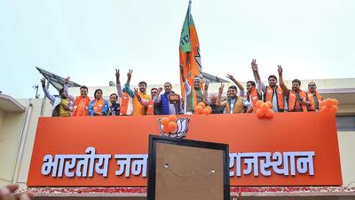 BJP supporters celebrate party's victory, in Jaipur (PTI) BJP supporters celebrate party's victory, in Jaipur (PTI)