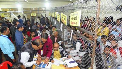 Counting of votes for the Madhya Pradesh assembly elections underway in Jabalpur. (PTI) Counting of votes for the Madhya Pradesh assembly elections underway in Jabalpur. (PTI)