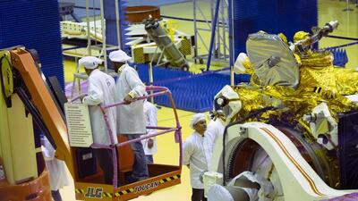 Indian Space Research Organisation scientists say India is set to launch its first X-Ray Polarimeter Satellite (XPoSat), aiming to investigate the polarization of intense X-Ray sources. (Bloomberg) Indian Space Research Organisation scientists say India is set to launch its first X-Ray Polarimeter Satellite (XPoSat), aiming to investigate the polarization of intense X-Ray sources. (Bloomberg)