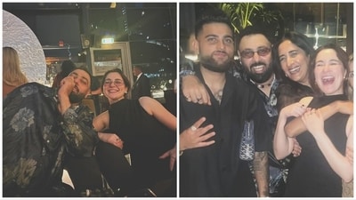 Hania Aamir with Badshah, Karan Aujla and friends. Hania Aamir with Badshah, Karan Aujla and friends.