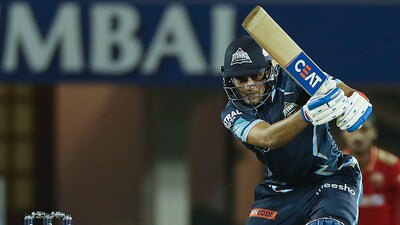 Shubman Gill plays a shot for Gujarat Titans. (PTI) Shubman Gill plays a shot for Gujarat Titans. (PTI)