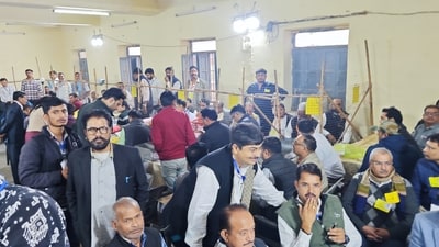 Rajasthan election results: Counting of votes for the Rajasthan Assembly elections are underway at a centre in Jodhpur. (PTI) Rajasthan election results: Counting of votes for the Rajasthan Assembly elections are underway at a centre in Jodhpur. (PTI)
