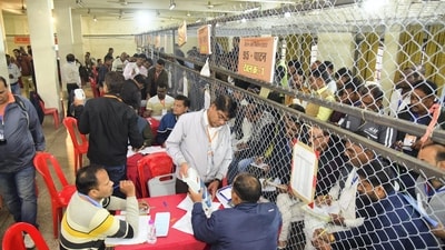 Madhya Pradesh election results: Counting of votes for the Madhya Pradesh Assembly elections are underway at a centre in Jabalpur. (PTI) Madhya Pradesh election results: Counting of votes for the Madhya Pradesh Assembly elections are underway at a centre in Jabalpur. (PTI)
