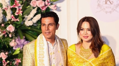 Randeep Hooda and Lin Laishram at their wedding bash in Manipur.