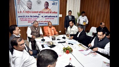 U.P. CM Yogi Adityanath reviewing progress of under-construction national and state highways in the state in a meeting in Gorakhpur on December 3. (HT photo) U.P. CM Yogi Adityanath reviewing progress of under-construction national and state highways in the state in a meeting in Gorakhpur on December 3. (HT photo)