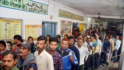 Voters stand in queues to cast their votes for Madhya Pradesh Assembly elections, at a polling station, in Jabalpur on November 17. (ANI) Voters stand in queues to cast their votes for Madhya Pradesh Assembly elections, at a polling station, in Jabalpur on November 17. (ANI)