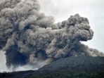 Indonesia volcano: Mount Marapi volcano spews volcanic ash as seen from Nagari Batu Palano in Agam, West Sumatra province, Indonesia.