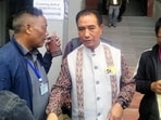 Zoram People’s Movement (ZPM's) president and party's CM candidate Lalduhoma being greeted by party members after party's victory in the Mizoram Assembly elections on Monday. (ANI)