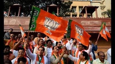 BJP workers celebrating the party’s victory in three states. (HT Photo) BJP workers celebrating the party’s victory in three states. (HT Photo)