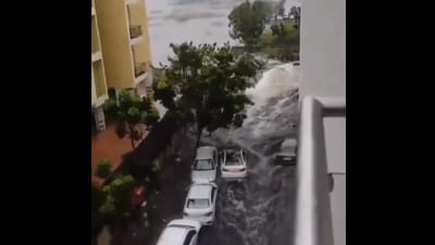 All these cars were swept away towards other parked cars. (Screengrab)