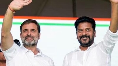 Congress leader Rahul Gandhi with Telangana Pradesh Congress Committee President Revanth Reddy. (PTI) Congress leader Rahul Gandhi with Telangana Pradesh Congress Committee President Revanth Reddy. (PTI)