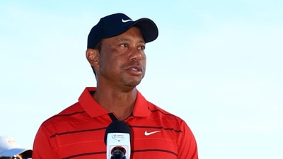 Tiger Woods speaks to the crowd during the final round of the Hero World Challenge at Albany Golf Course (Getty Images) Tiger Woods speaks to the crowd during the final round of the Hero World Challenge at Albany Golf Course (Getty Images)