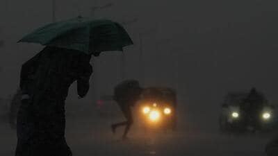 Heavy rain in Chennai on Sunday. (PTI) Heavy rain in Chennai on Sunday. (PTI)