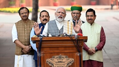 Narendra Modi speaks during a news conference ahead of the winter session of Parliament in New Delhi. (Bloomberg) Narendra Modi speaks during a news conference ahead of the winter session of Parliament in New Delhi. (Bloomberg)