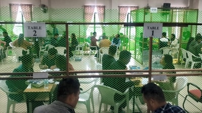 Counting of votes for the Mizoram Assembly elections underway. (PTI) Counting of votes for the Mizoram Assembly elections underway. (PTI)