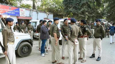 Police on the Patna University campus after the incident. (Santosh Kumar/HT) Police on the Patna University campus after the incident. (Santosh Kumar/HT)