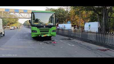 The accident took place on the BRT track near Deccan College on Sunday. (HT PHOTO)