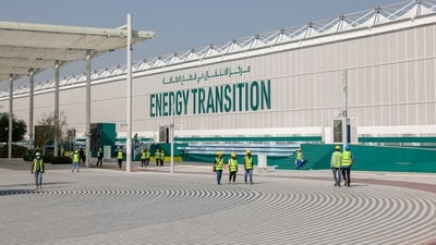 Construction workers outside the Energy Transition hub in the Green Zone ahead of the COP28 climate conference at Expo City in Dubai, United Arab Emirates, on Tuesday, Nov. 28, 2023. More than 70,000 politicians, diplomats, campaigners, financiers and business leaders will�fly�to Dubai�to talk about arresting the world�s slide toward environmental catastrophe. Photographer: Hollie Adams/Bloomberg (Bloomberg) Construction workers outside the Energy Transition hub in the Green Zone ahead of the COP28 climate conference at Expo City in Dubai, United Arab Emirates, on Tuesday, Nov. 28, 2023. More than 70,000 politicians, diplomats, campaigners, financiers and business leaders will�fly�to Dubai�to talk about arresting the world�s slide toward environmental catastrophe. Photographer: Hollie Adams/Bloomberg (Bloomberg)