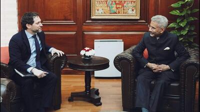 US principal deputy national security adviser Jonathan Finer with external affairs minister S Jaishankar in New Delhi on Monday. (Image posted on X by Dr. S Jaishankar) US principal deputy national security adviser Jonathan Finer with external affairs minister S Jaishankar in New Delhi on Monday. (Image posted on X by Dr. S Jaishankar)