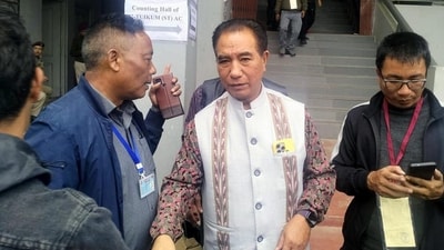 Zoram People’s Movement (ZPM's) president and party's CM candidate Lalduhoma being greeted by party members after party's victory in the Mizoram Assembly elections on Monday. (ANI) Zoram People’s Movement (ZPM's) president and party's CM candidate Lalduhoma being greeted by party members after party's victory in the Mizoram Assembly elections on Monday. (ANI)
