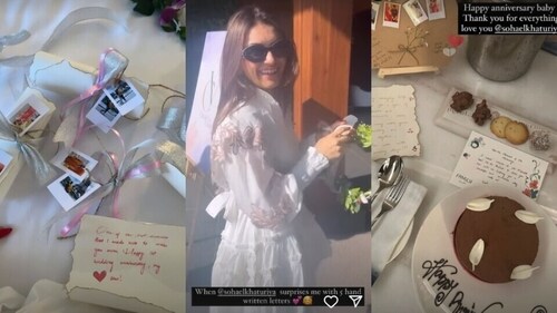 Hansika shared the handwritten notes penned by Sohael (Instagram) Hansika shared the handwritten notes penned by Sohael (Instagram)