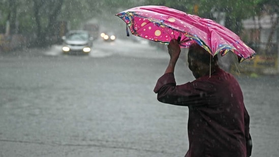 A pedestrian wades through a flooded street after heavy rains in Chennai. (AFP)