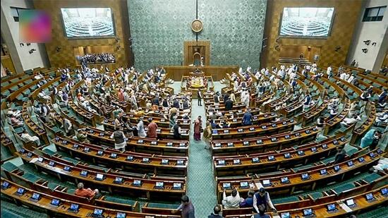 Lok Sabha proceedings on the first day of the Winter Session. (ANI)