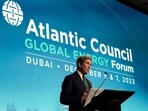 John Kerry, U.S. Special Presidential Envoy for Climate, speaks about nuclear fusion at the COP28 U.N. Climate Summit, Tuesday, Dec. 5, 2023, in Dubai, United Arab Emirates. (AP Photo/Joshua A. Bickel) John Kerry, U.S. Special Presidential Envoy for Climate, speaks about nuclear fusion at the COP28 U.N. Climate Summit, Tuesday, Dec. 5, 2023, in Dubai, United Arab Emirates. (AP Photo/Joshua A. Bickel)