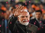 Prime Minister Narendra Modi at BJP Headquarters in New Delhi on Sunday. (Sanchit Khanna/HT Photo)